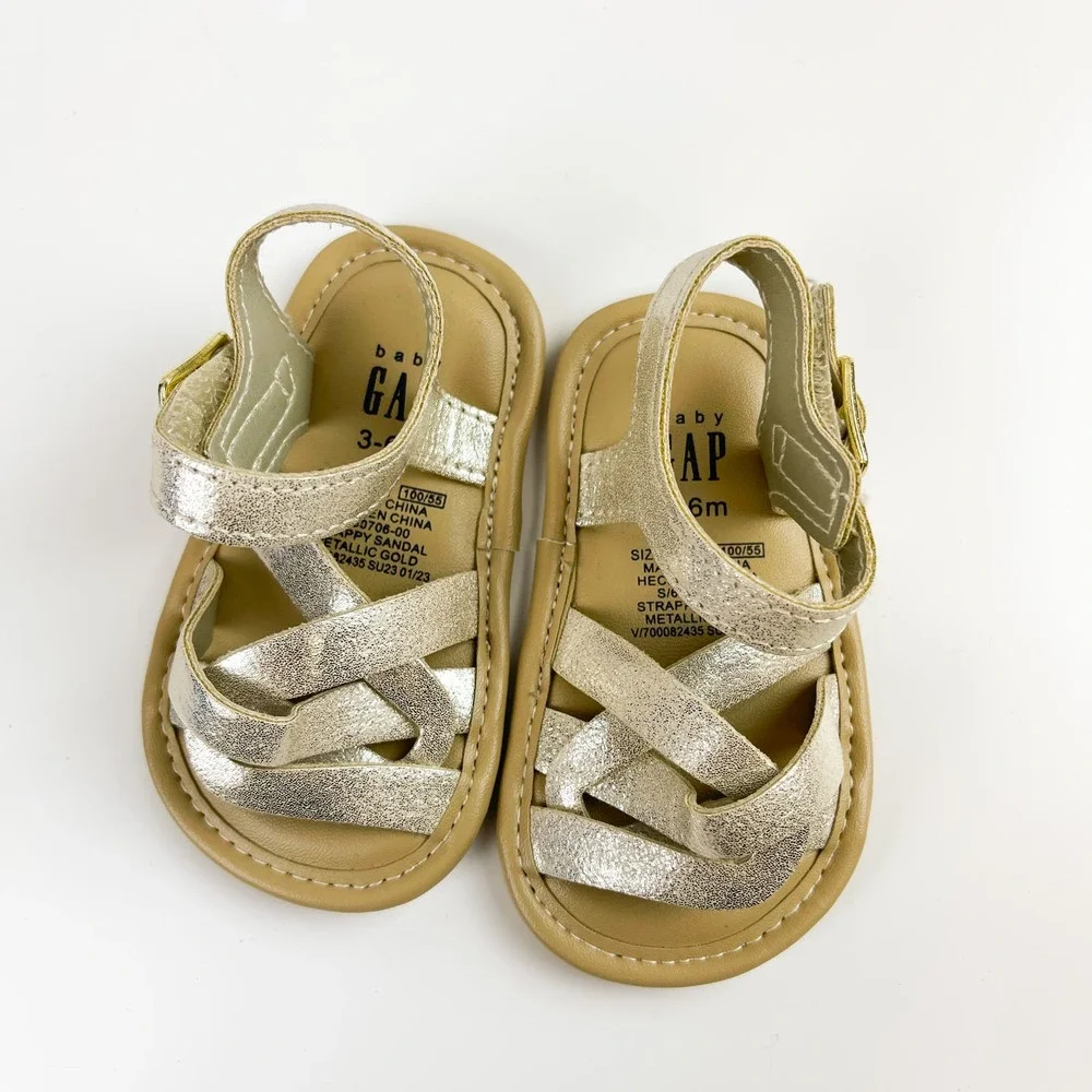 Baby Gap 3-6M Girl Gold Sandals Flip Flops